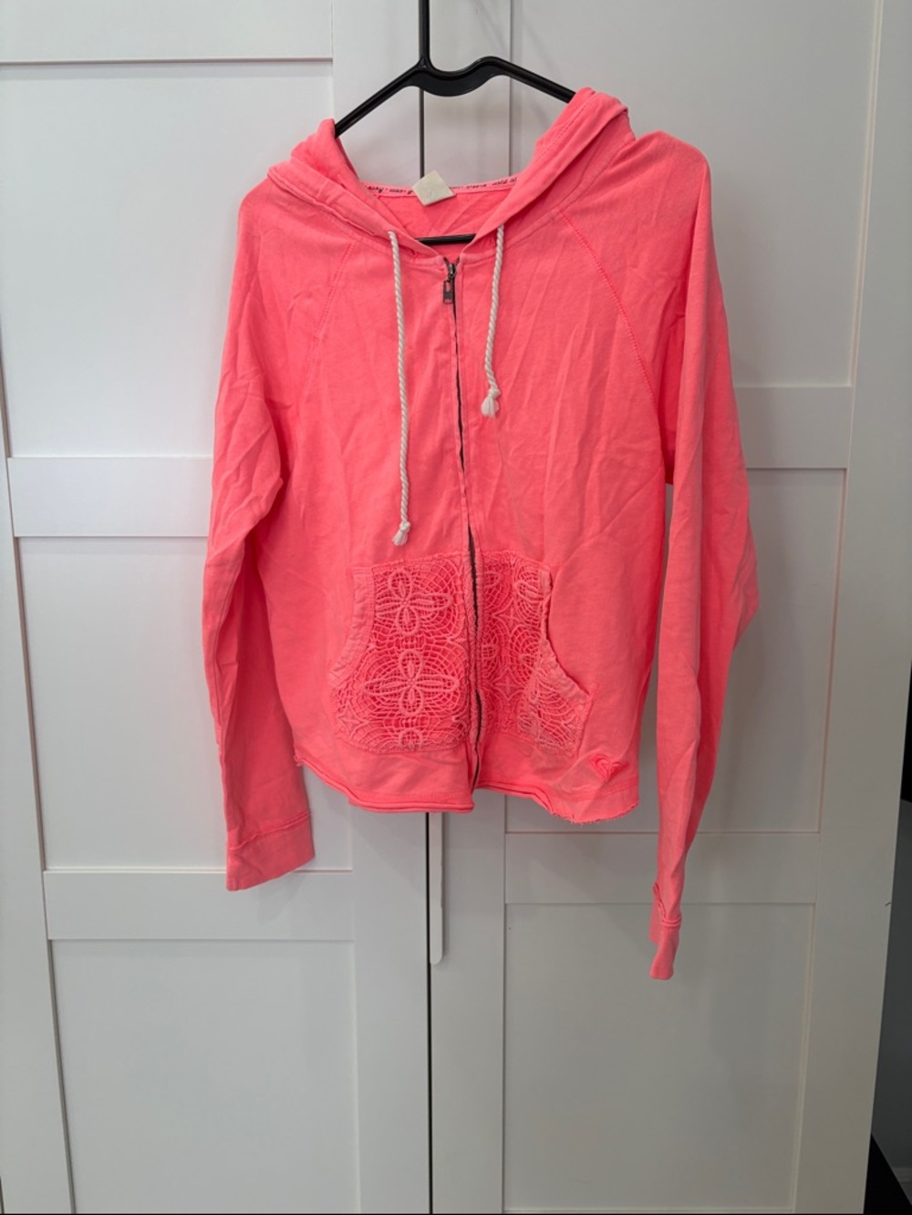 Roxy Coral Pink Hooded Zip Utility Jacket
